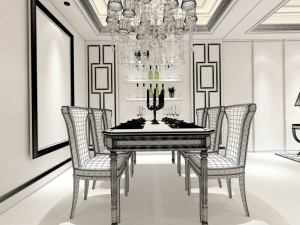 family - kitchen - restaurant 155 Model 3D