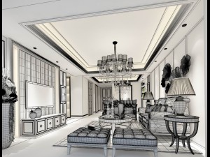family - kitchen - restaurant 155 Model 3D