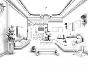 family - kitchen - restaurant 159 3D Model