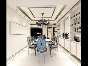 family - kitchen - restaurant 180 3D 模型