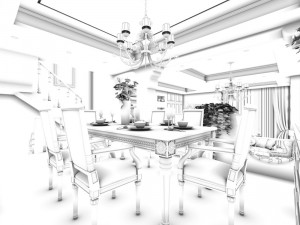 family - kitchen - restaurant 199 Modello 3D