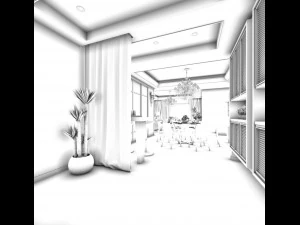 family - kitchen - restaurant 208 3D Model