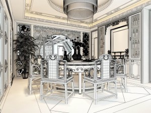 family - kitchen - restaurant 213 Modèle 3D