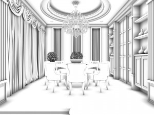 family - kitchen - restaurant 220 Model 3D