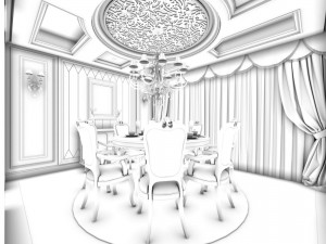 family - kitchen - restaurant 224 Model 3D