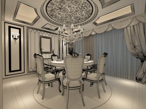 family - kitchen - restaurant 224 Model 3D