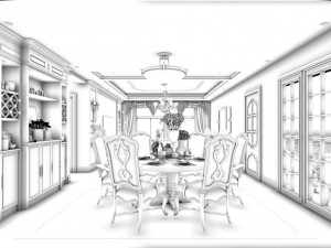 family - kitchen - restaurant 266 Model 3D