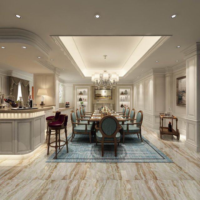 family - kitchen - restaurant 269 Modello 3D .c4d .max .obj .3ds .fbx .stl .blend 