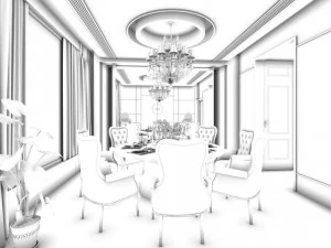 family - kitchen - restaurant 270 3D Model