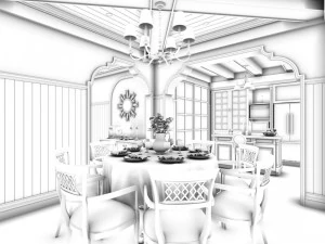 family - kitchen - restaurant 312 3D Model