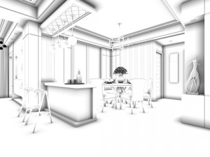 family - kitchen - restaurant 319 Modello 3D
