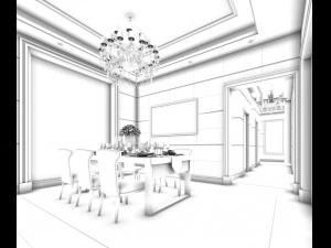 family - kitchen - restaurant 323 3D Model