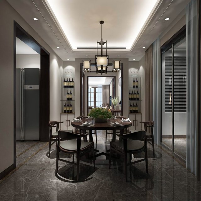 family - kitchen - restaurant 335 3D Model .c4d .max .obj .3ds .fbx .stl .blend 