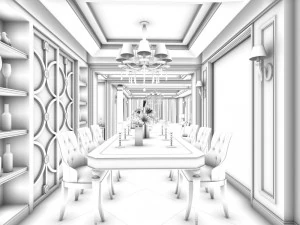 family - kitchen - restaurant 358 3D Model