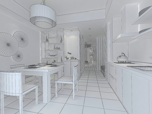 family - kitchen - restaurant 371 3D Модель .c4d .max .obj .3ds .fbx .stl .blend 