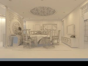 rodzina - kuchnia - restauracja 414 Model 3D