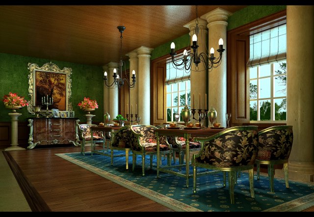 family - kitchen - restaurant 424 3D Model .c4d .max .obj .3ds .fbx .stl .blend 