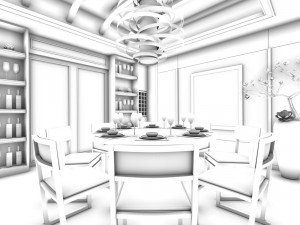family - kitchen - restaurant 434 Model 3D