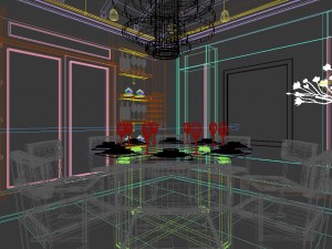family - kitchen - restaurant 434 Model 3D