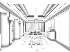 family - kitchen - restaurant 436 Modèle 3D