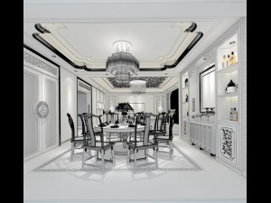family - kitchen - restaurant 487 Model 3D