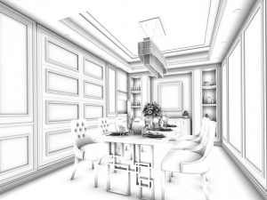 family - kitchen - restaurant 502 Model 3D