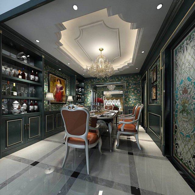 family - kitchen - restaurant 503 3D Модель .c4d .max .obj .3ds .fbx .stl .blend 