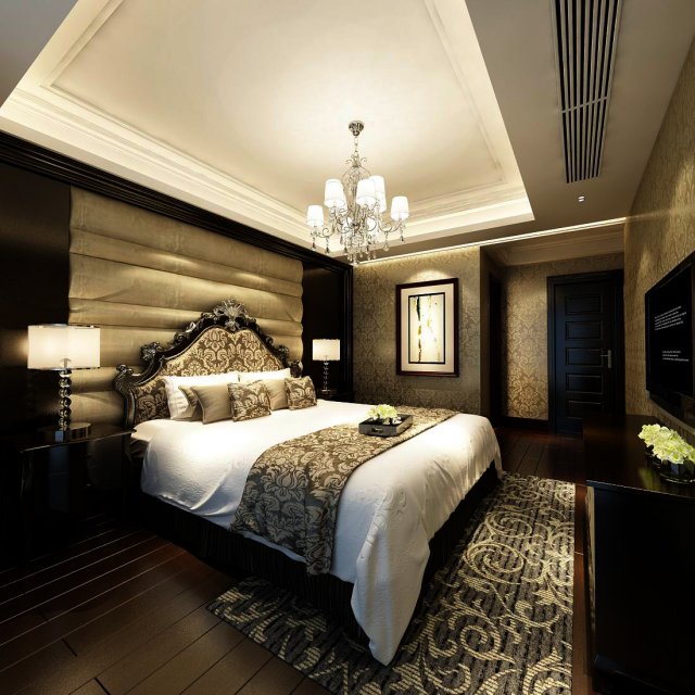 beautifully stylish and luxurious bedrooms 18 3D 模型 .c4d .max .obj .3ds .fbx .stl .blend