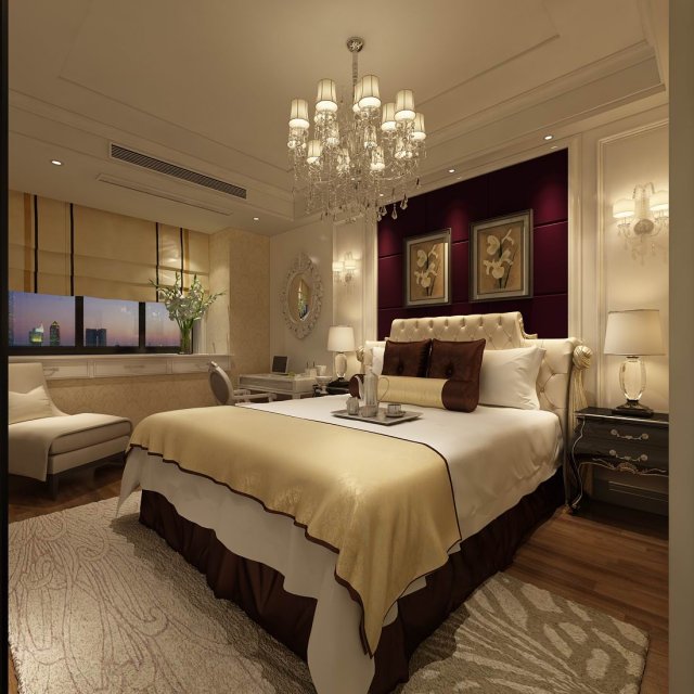 beautifully stylish and luxurious bedrooms 30 3D Модель .c4d .max .obj .3ds .fbx .stl .blend 