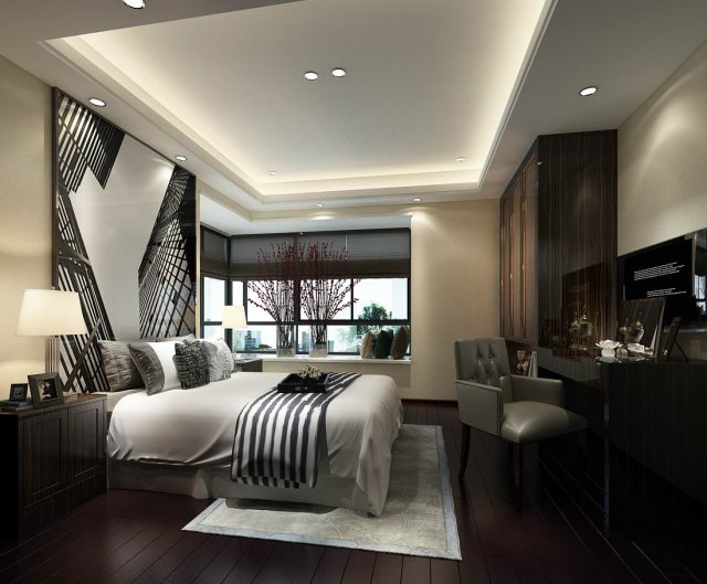 beautifully stylish and luxurious bedrooms 45 3D Model .c4d .max .obj .3ds .fbx .stl .blend 