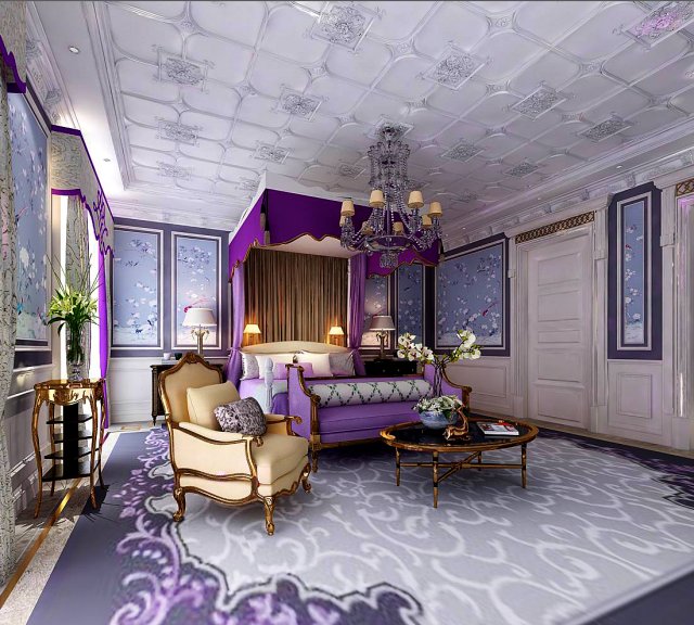beautifully stylish and luxurious bedrooms 59 3D Модель .c4d .max .obj .3ds .fbx .stl .blend 