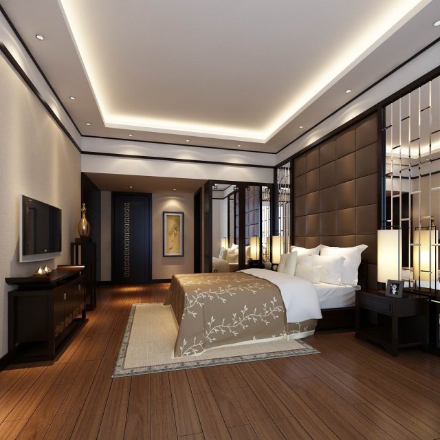 beautifully stylish and luxurious bedrooms 62 3D Model .c4d .max .obj .3ds .fbx .stl .blend