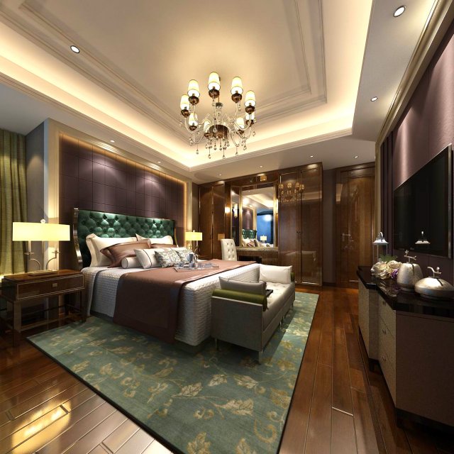 beautifully stylish and luxurious bedrooms 68 3D Model .c4d .max .obj .3ds .fbx .stl .blend 