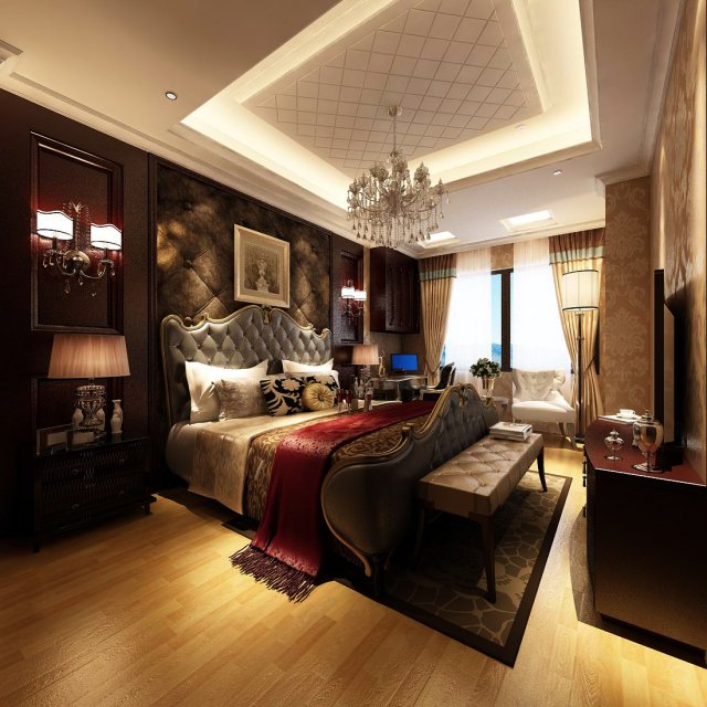 beautifully stylish and luxurious bedrooms 75 3D Model .c4d .max .obj .3ds .fbx .stl .blend 