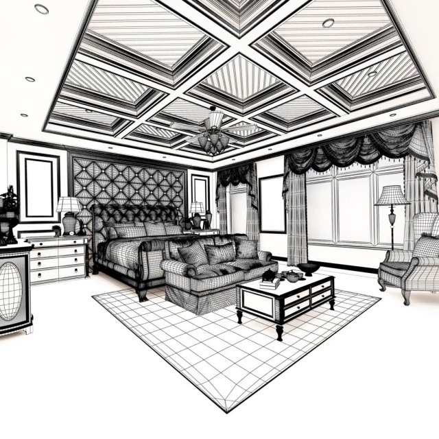beautifully stylish and luxurious bedrooms 92 Modèle 3D .c4d .max .obj .3ds .fbx .stl .blend 