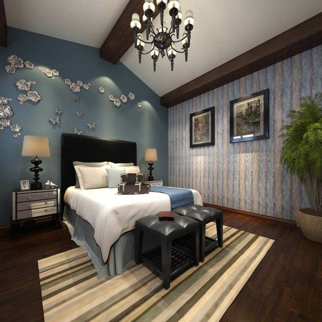 beautifully stylish and luxurious bedrooms 105 3D 모델 .c4d .max .obj .3ds .fbx .stl .blend 