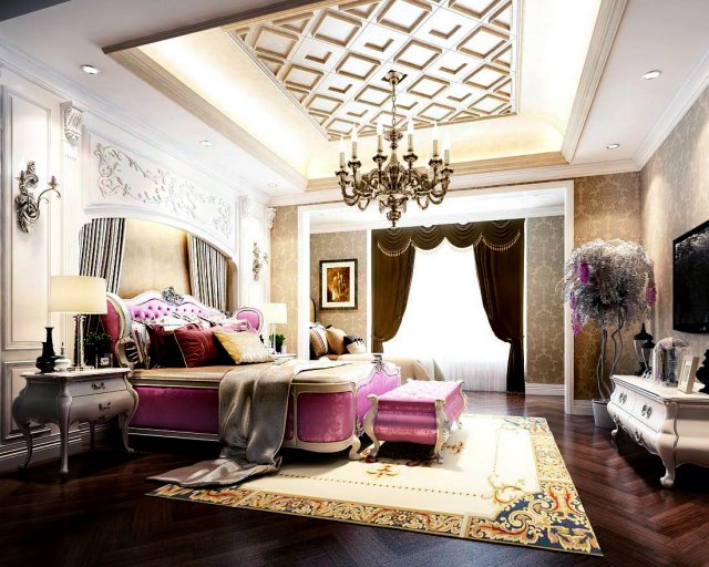 beautifully stylish and luxurious bedrooms 131 Modello 3D .c4d .max .obj .3ds .fbx .stl .blend 