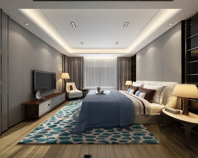 bedroom hotel suites designed 02 3D Модель .c4d .max .obj .3ds .fbx .stl .blend 