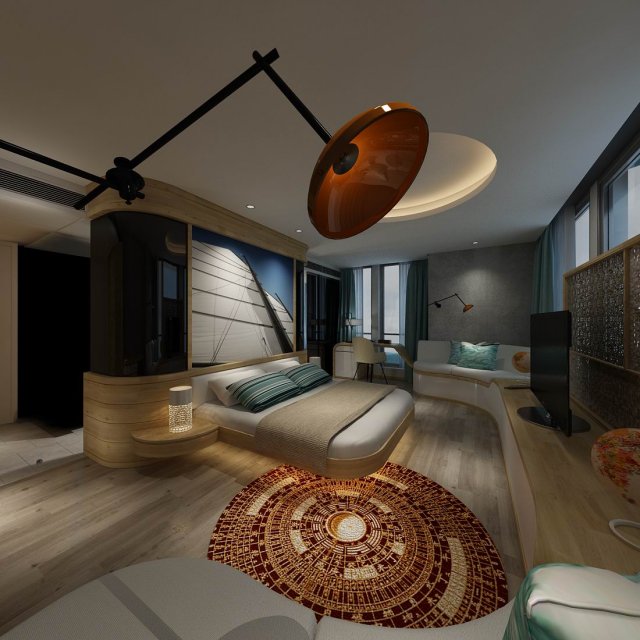 bedroom hotel suites designed 03 3D Model .c4d .max .obj .3ds .fbx .stl .blend 