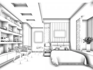 family children bedroom design full model 01 3D Model