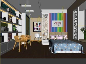 family children bedroom design full model 01 3D Model