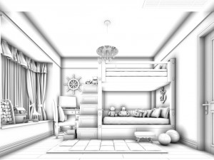 family children bedroom design full model 03 3D-Modell