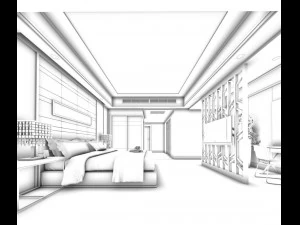 luxurious stylish bedroom 04 3D Model