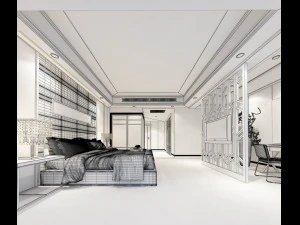 luxurious stylish bedroom 04 3D Model