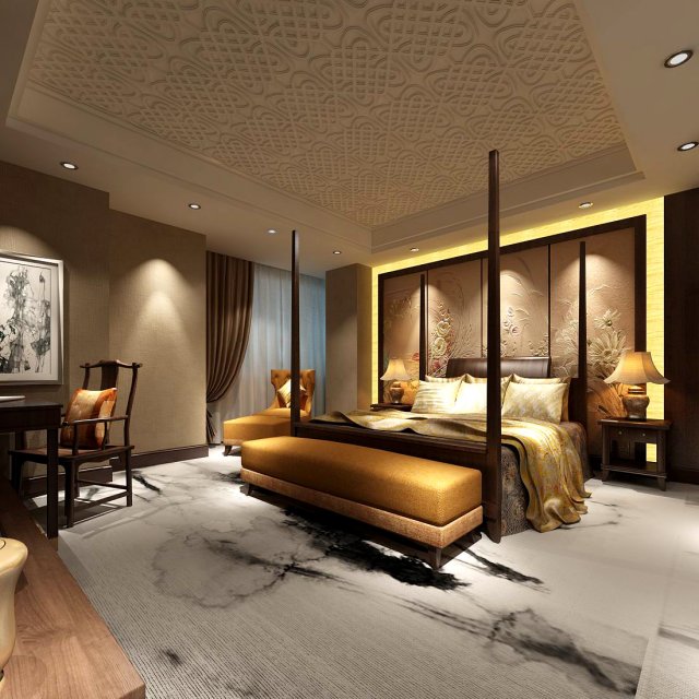 luxurious stylish bedroom 05 3D 모델 .c4d .max .obj .3ds .fbx .stl .blend 