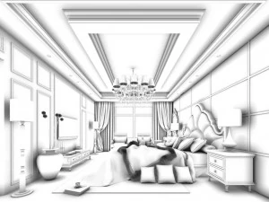 luxurious stylish bedroom 12 3D Model