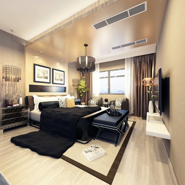 luxurious stylish bedroom 13 3Dモデル .c4d .max .obj .3ds .fbx .stl .blend 