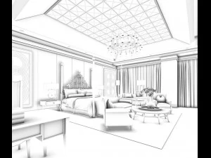 luxurious stylish bedroom 15 3D Model