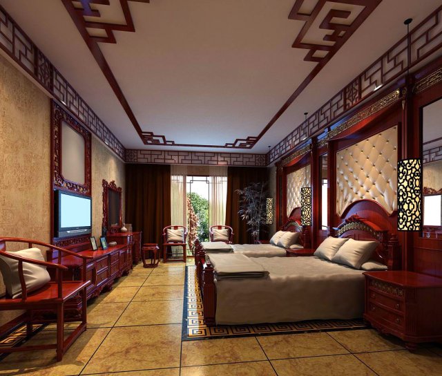 luxurious stylish bedroom 27 3D Model .c4d .max .obj .3ds .fbx .stl .blend 