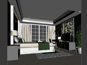 luxury stylish interior master bedroom - 02 3D Model